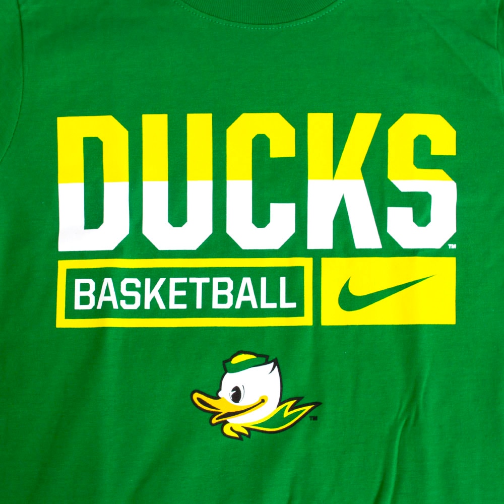 Fighting Duck, Nike, Green, Crew Neck, Cotton, Kids, Youth, Basketball, Mascot, T-Shirt, 845842